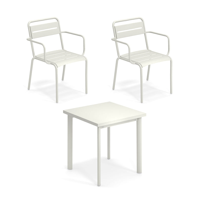 Emu - Star Outdoor Tisch 160 x 90 cm + Armlehnstuhl (4er-Set) | Armlehnstuhl / 70 x 70 cm / weiß