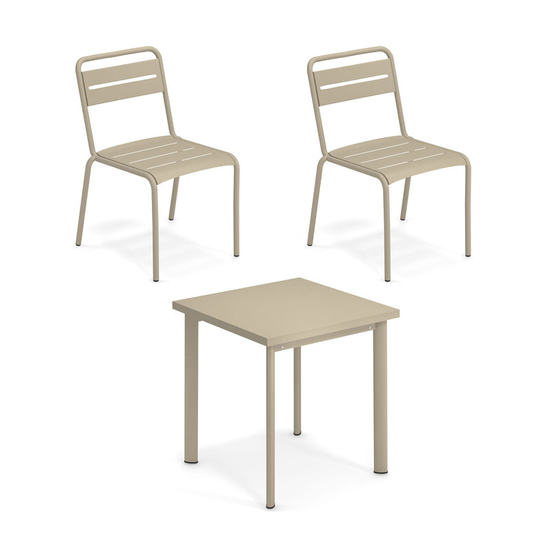 Emu - Star Outdoor Tisch 160 x 90 cm + Armlehnstuhl (4er-Set) | Stuhl / 70 x 70 cm / taupe