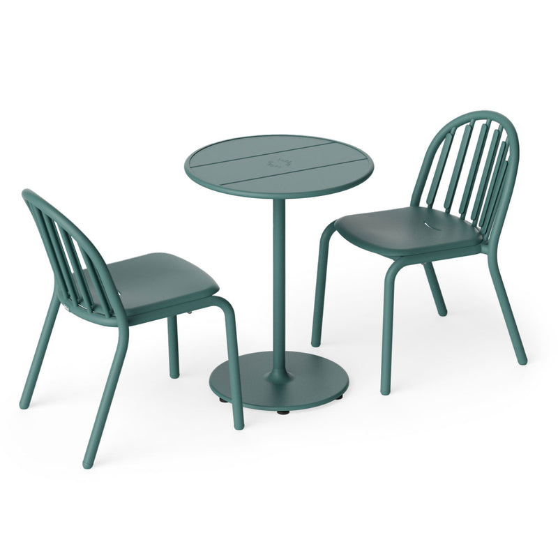 Fatboy - Fred's Outdoor Tisch Ø 60 cm + Stuhl (2er Set) | salbeigrün dunkel