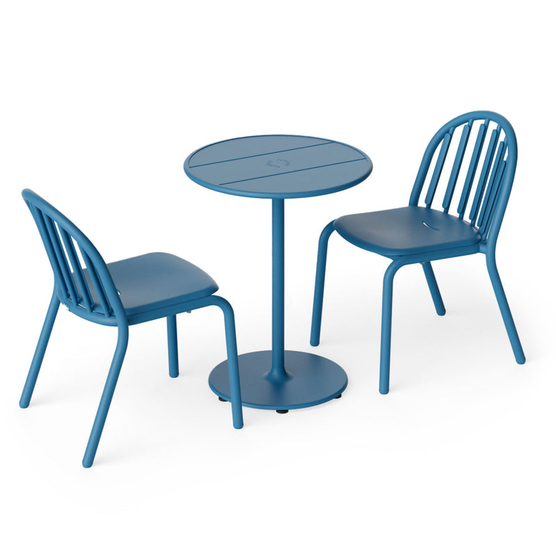 Fatboy - Fred's Outdoor Tisch Ø 60 cm + Stuhl (2er Set) | wave blue