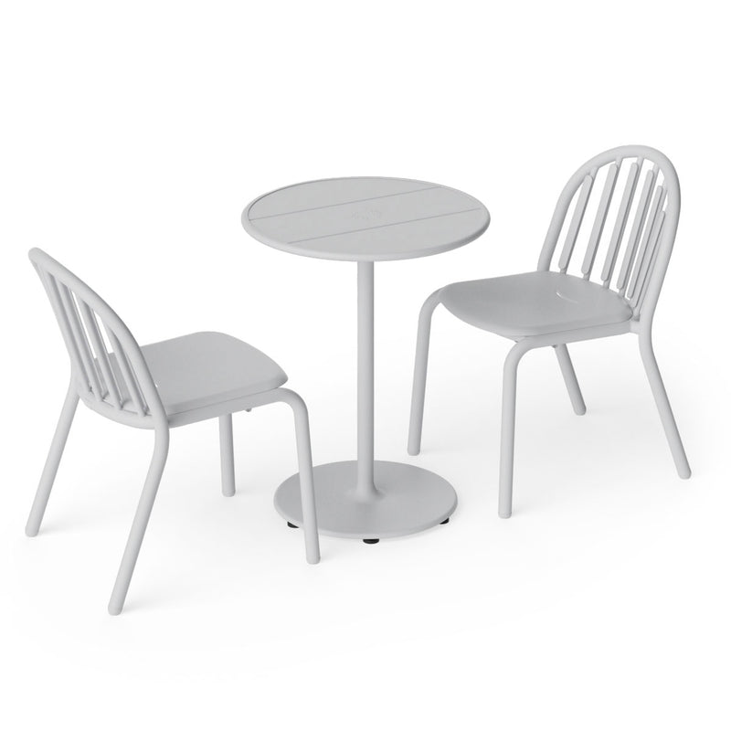 Fatboy - Fred's Outdoor Tisch Ø 60 cm + Stuhl (2er Set) | hellgrau