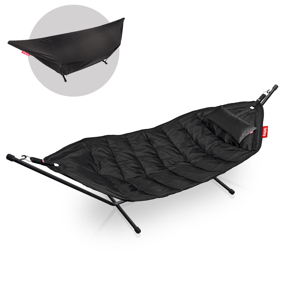 Fatboy - Headdemock Hängematte Deluxe mit Gestell, Kissen und Abdeckung | schwarz