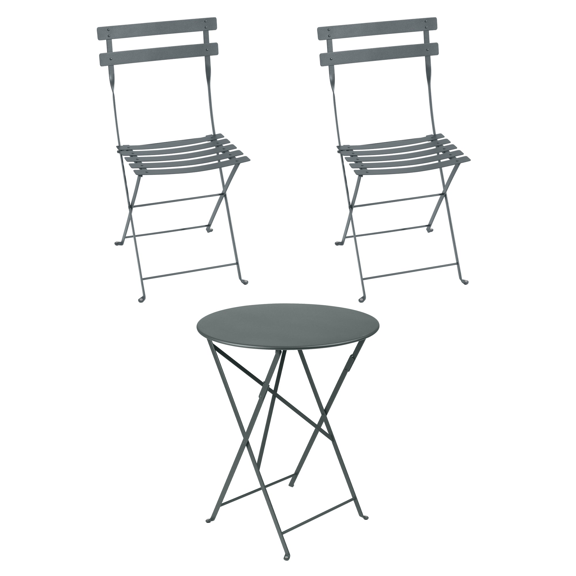 Fermob - Bistro Klapptisch + 2 Klappstühle | gewittergrau