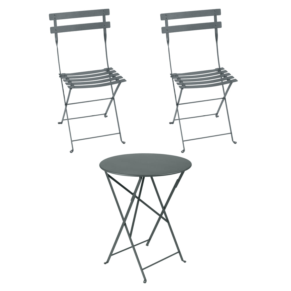 Fermob - Bistro Klapptisch + 2 Klappstühle | gewittergrau