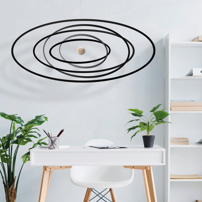 Flensted Mobiles - Science Fiction Mobile | Ellipse Horizontal / schwarz/natur