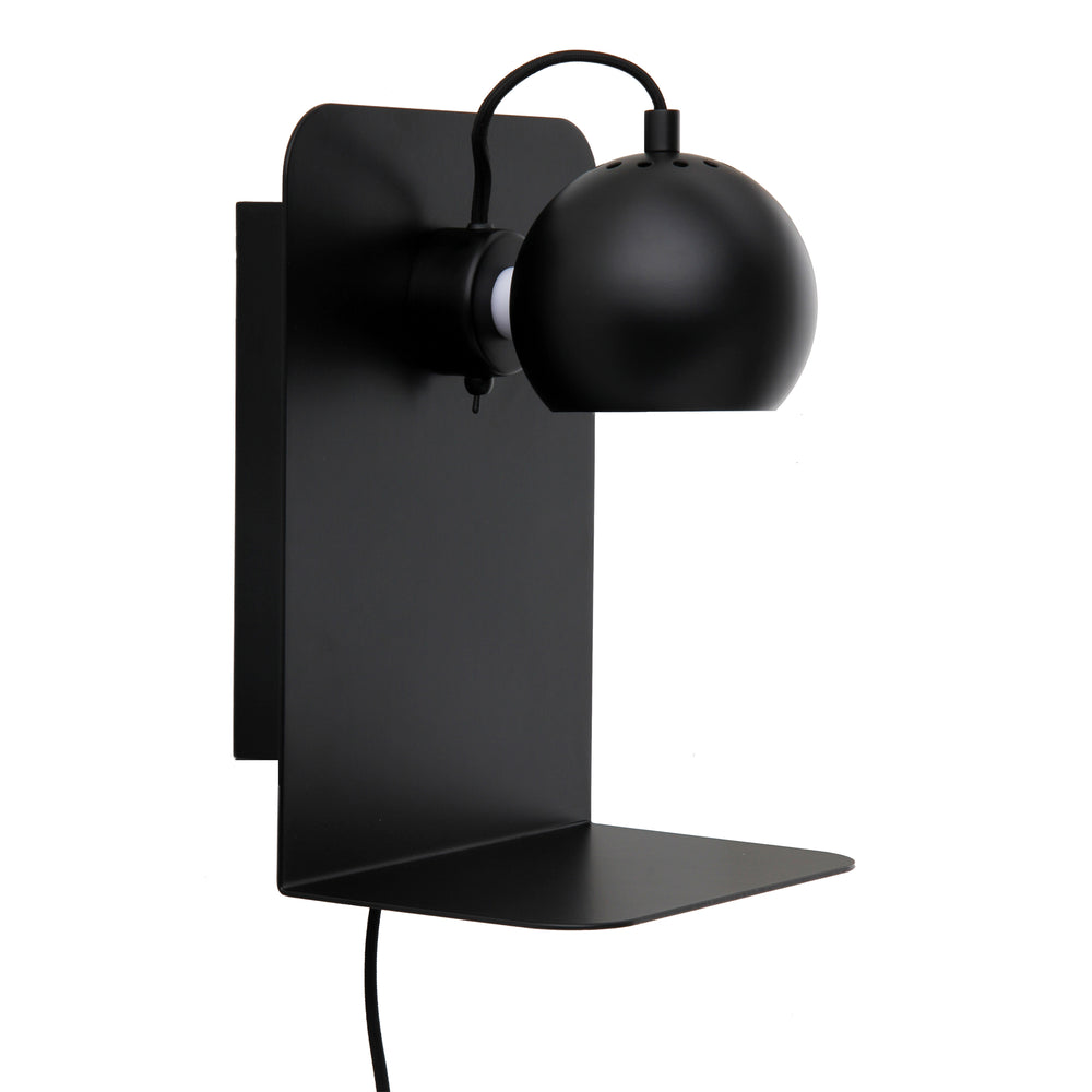 Frandsen - Ball Wandleuchte USB mit Ablage | schwarz matt