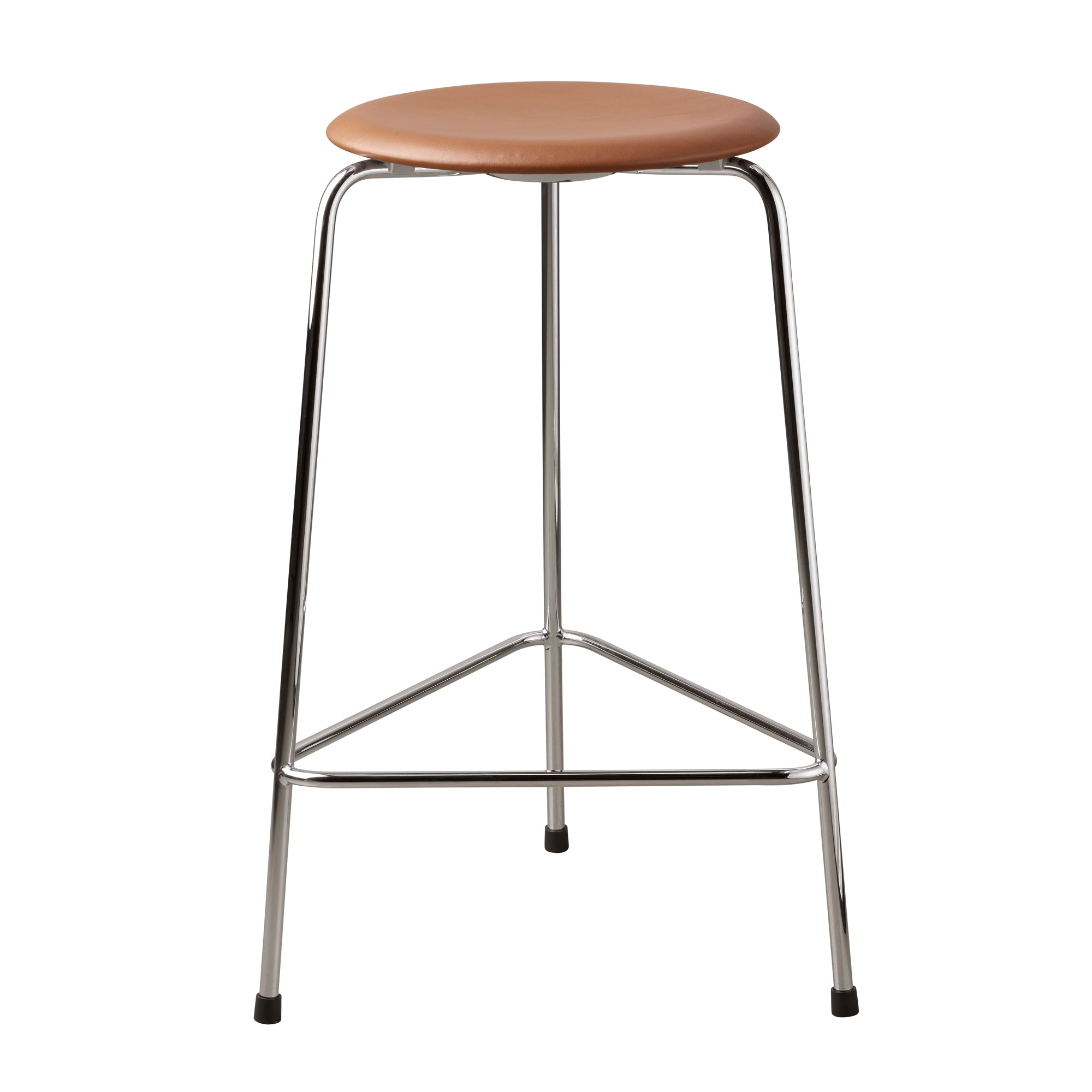 Fritz Hansen - High Dot Barhocker | Leder walnuss / Höhe 65 cm / 3-beinig