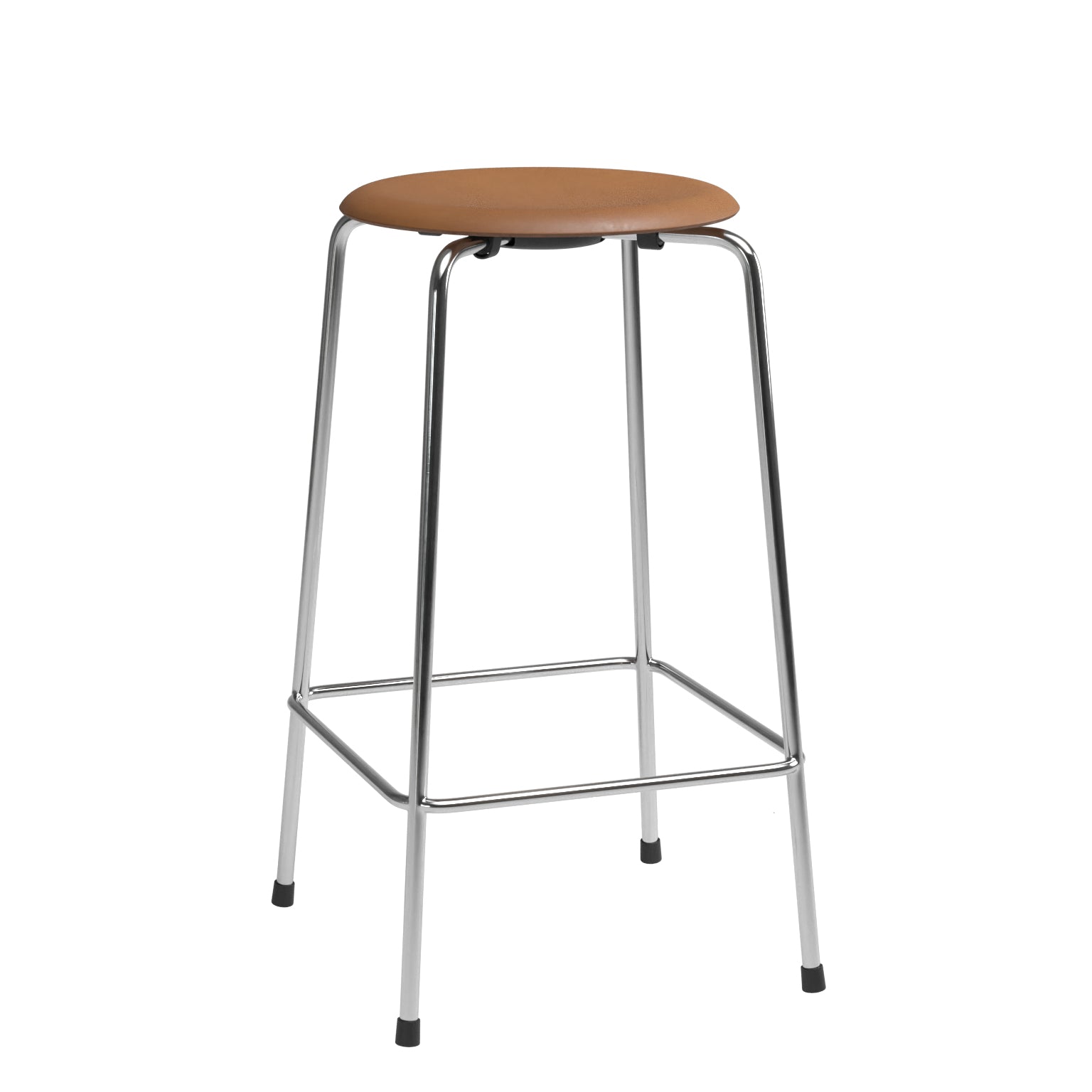 Fritz Hansen - High Dot Barhocker | Leder walnuss / Höhe 65 cm / 4-beinig