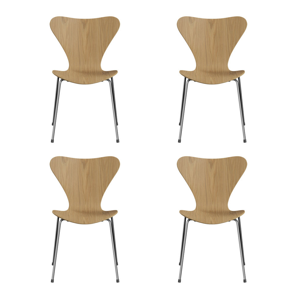 Fritz Hansen - Serie 7 Stuhl Chrom (4er-Set) | Chrom / Eiche natur