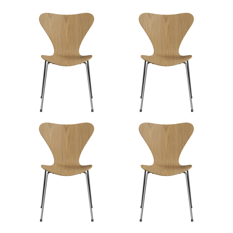Fritz Hansen - Serie 7 Stuhl Chrom (4er-Set) | Chrom / Eiche natur