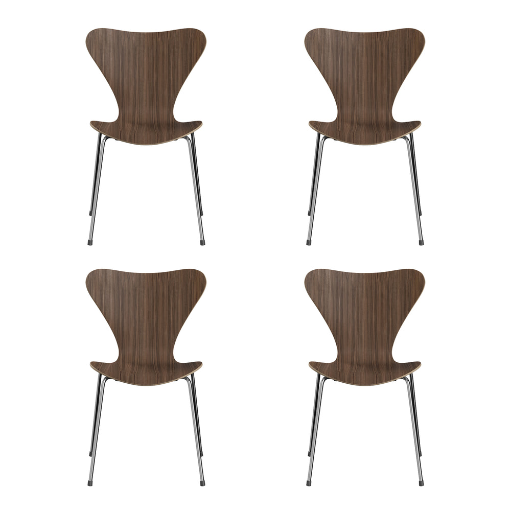 Fritz Hansen - Serie 7 Stuhl Chrom (4er-Set) | Chrom / Walnuss natur