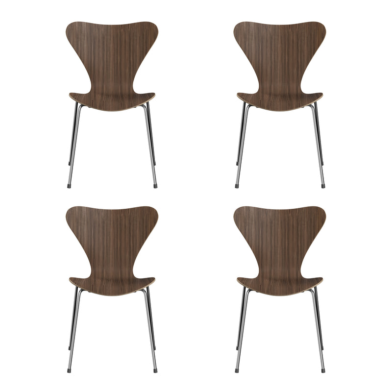 Fritz Hansen - Serie 7 Stuhl Chrom (4er-Set) | Chrom / Walnuss natur