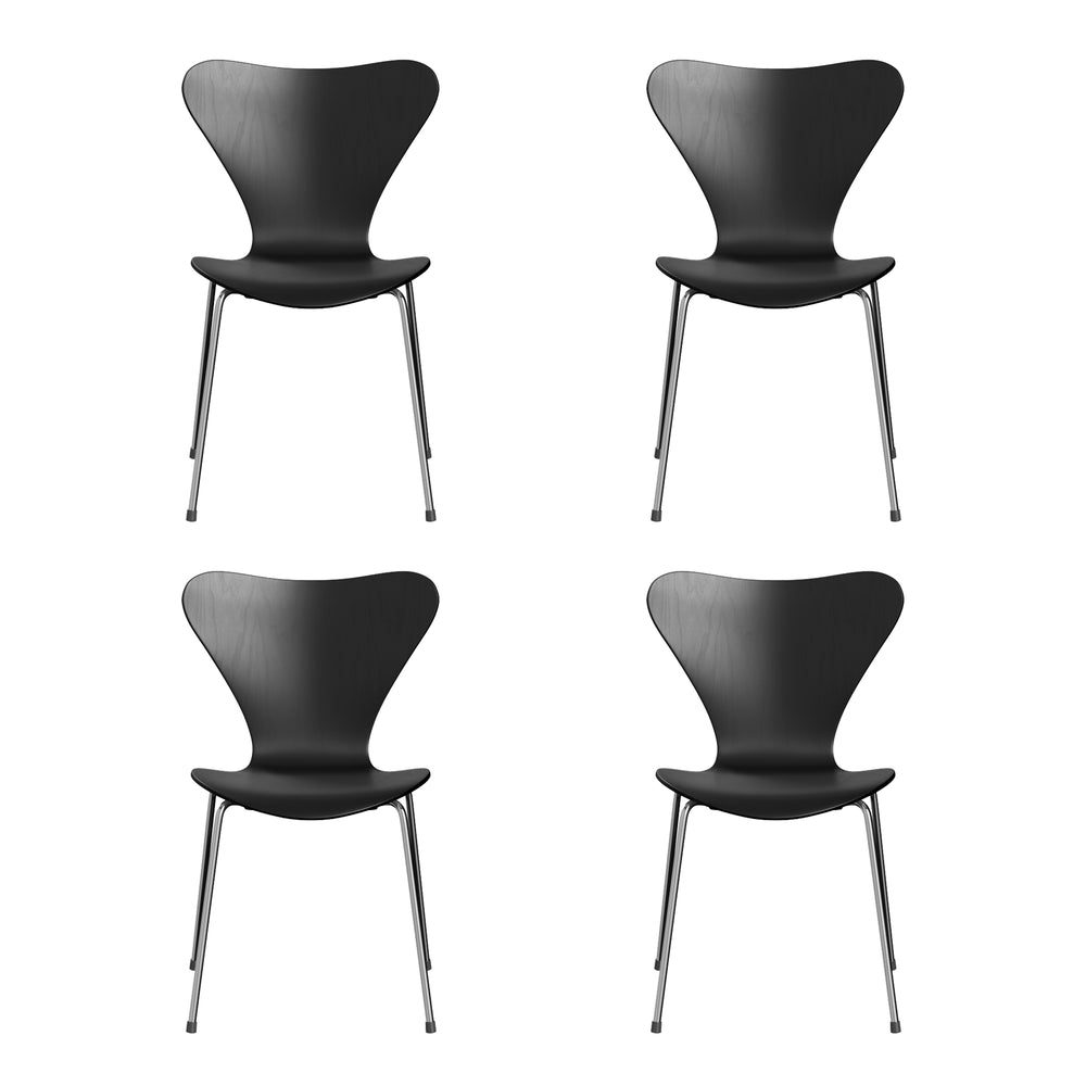 Fritz Hansen - Serie 7 Stuhl Chrom (4er-Set) | Chrom / Esche schwarz gefärbt