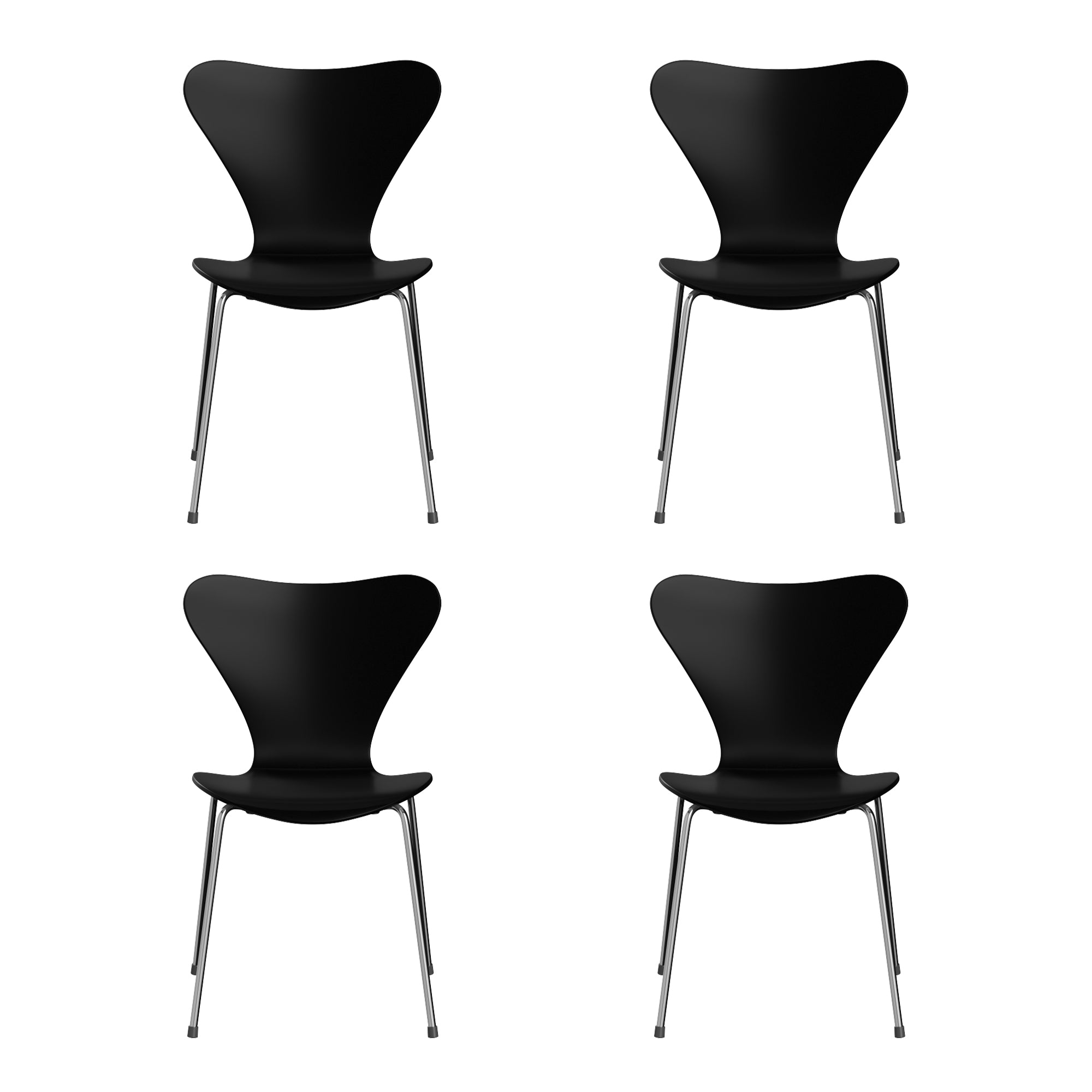 Fritz Hansen - Serie 7 Stuhl Chrom (4er-Set) | Chrom / Esche schwarz lackiert