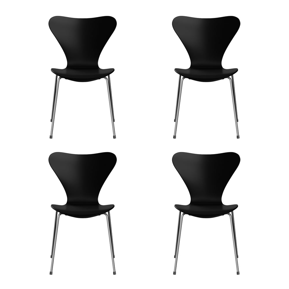 Fritz Hansen - Serie 7 Stuhl Chrom (4er-Set) | Chrom / Esche schwarz lackiert