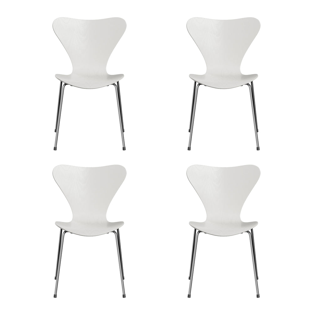 Fritz Hansen - Serie 7 Stuhl Chrom (4er-Set) | Chrom / Esche weiß gefärbt