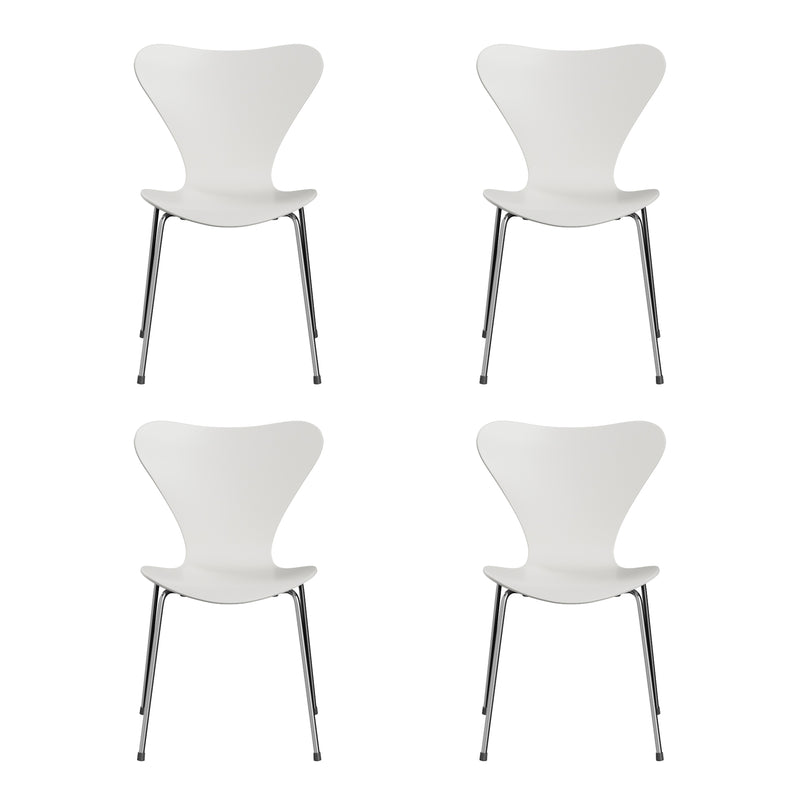 Fritz Hansen - Serie 7 Stuhl Chrom (4er-Set) | Chrom / Esche weiß lackiert