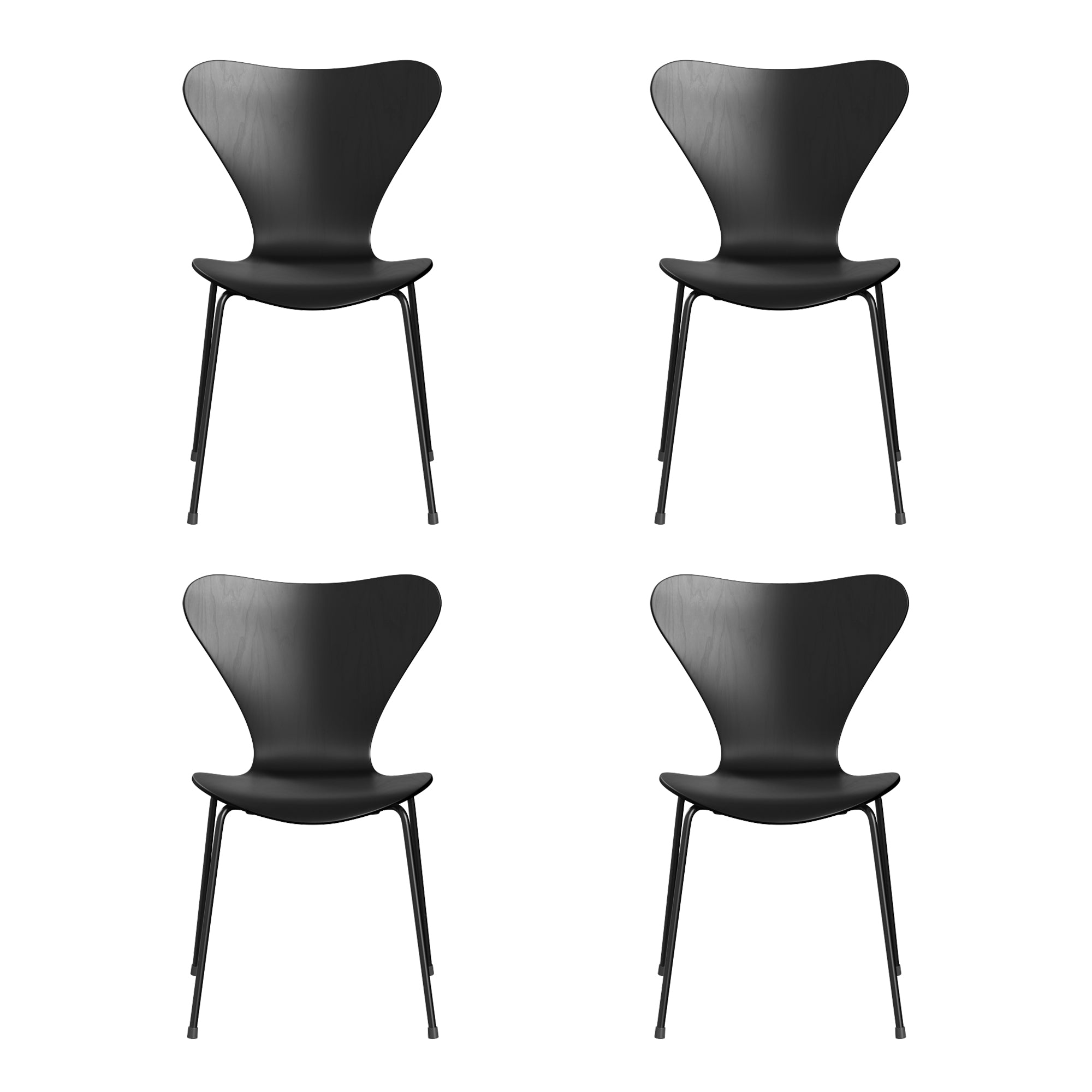 Fritz Hansen - Serie 7 Stuhl Monochrom (4er-Set) | schwarz / Esche schwarz gefärbt