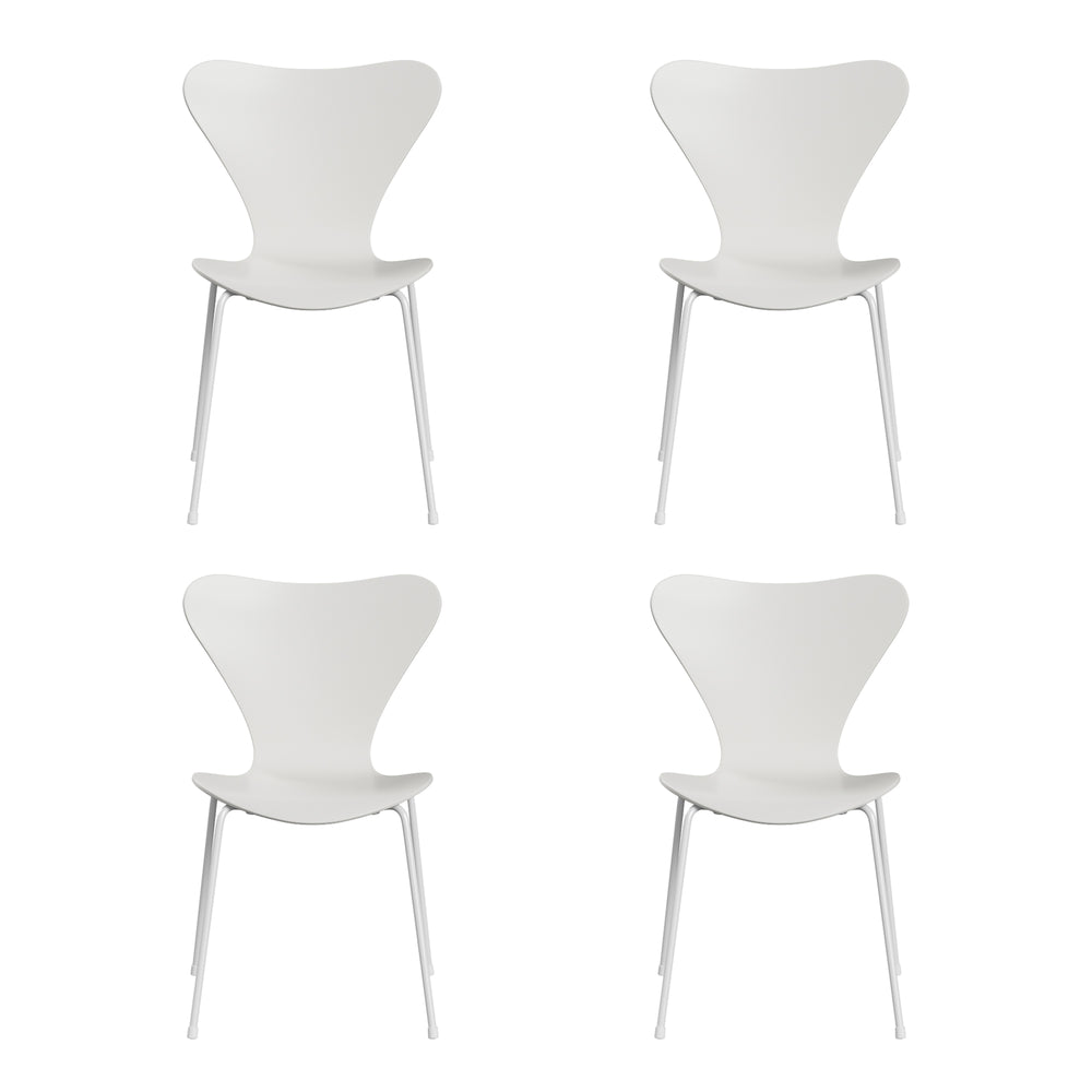 Fritz Hansen - Serie 7 Stuhl Monochrom (4er-Set) | weiß / Esche weiß gefärbt