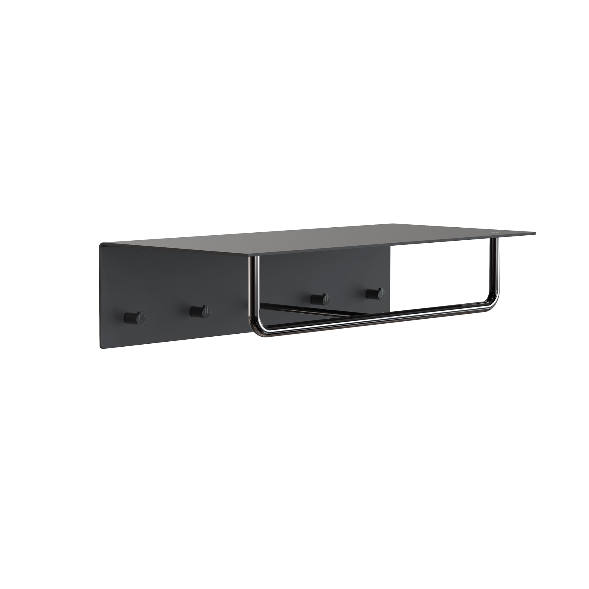 Frost - Unu Wandgarderobe mit Haken und Stange | 600 mm / schwarz/schwarz