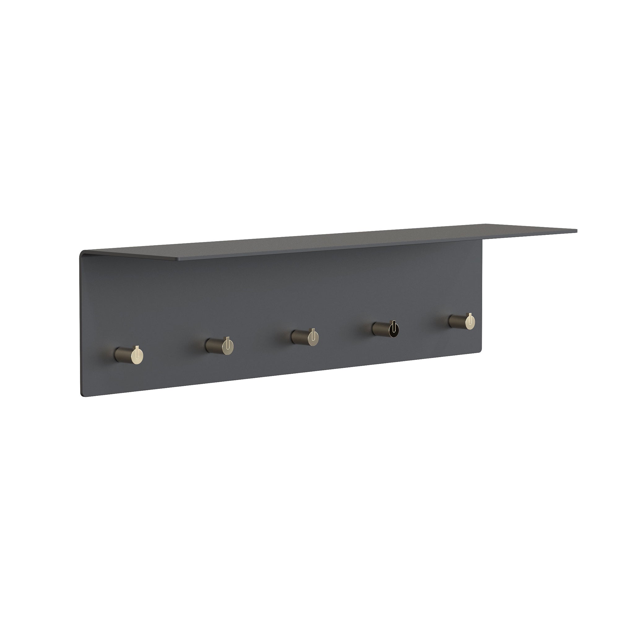 Frost - Unu Wandgarderobe | 60 x 15 x 15 cm / schwarz matt/gold poliert