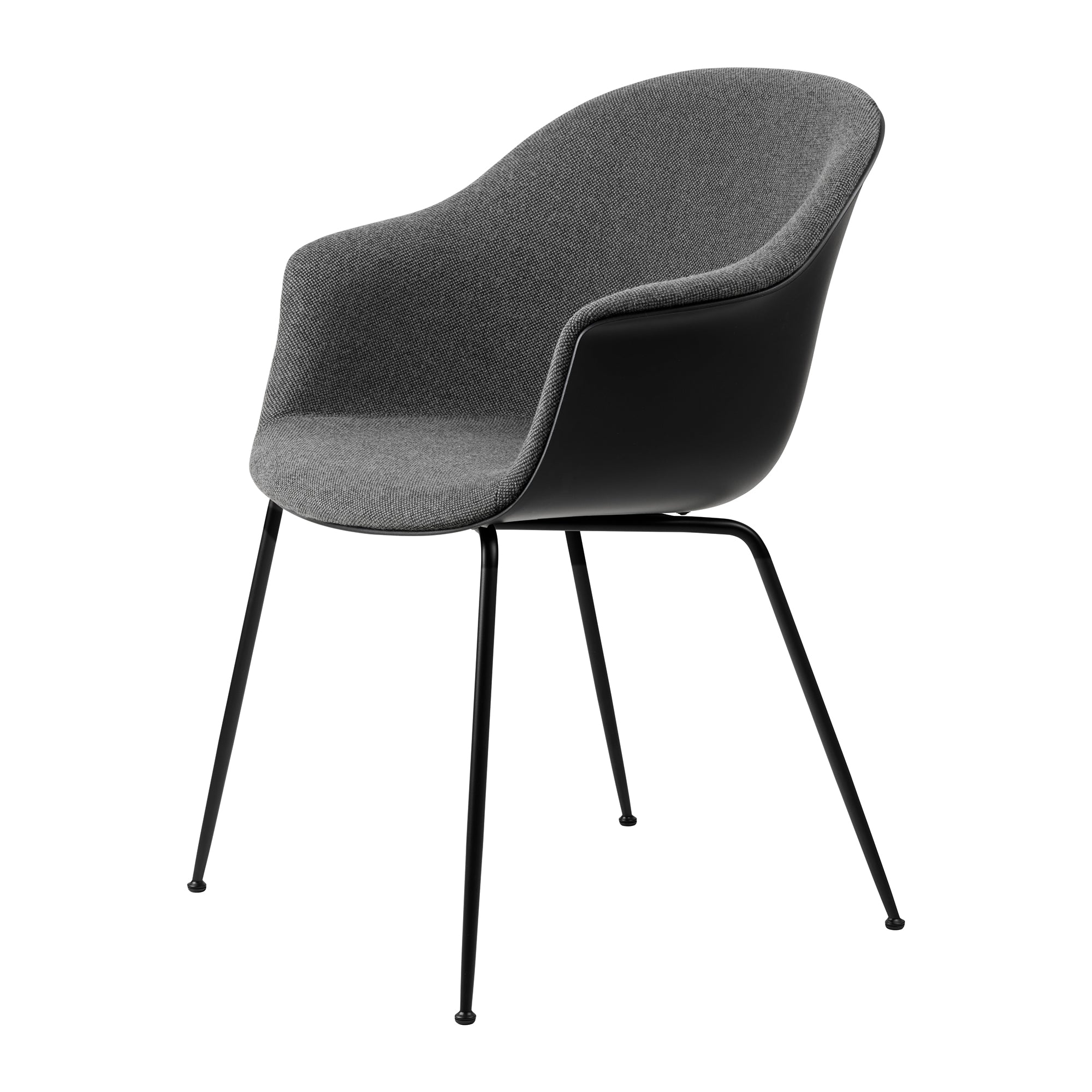 Gubi - Bat Dining Stuhl mit Frontpolsterung | Kvadrat Hallingdal 65 grau (173) / Conic Base