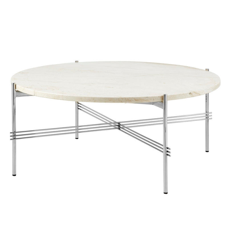 Gubi - TS Couchtisch | Ø 80 cm / Travertin weiß / poliert