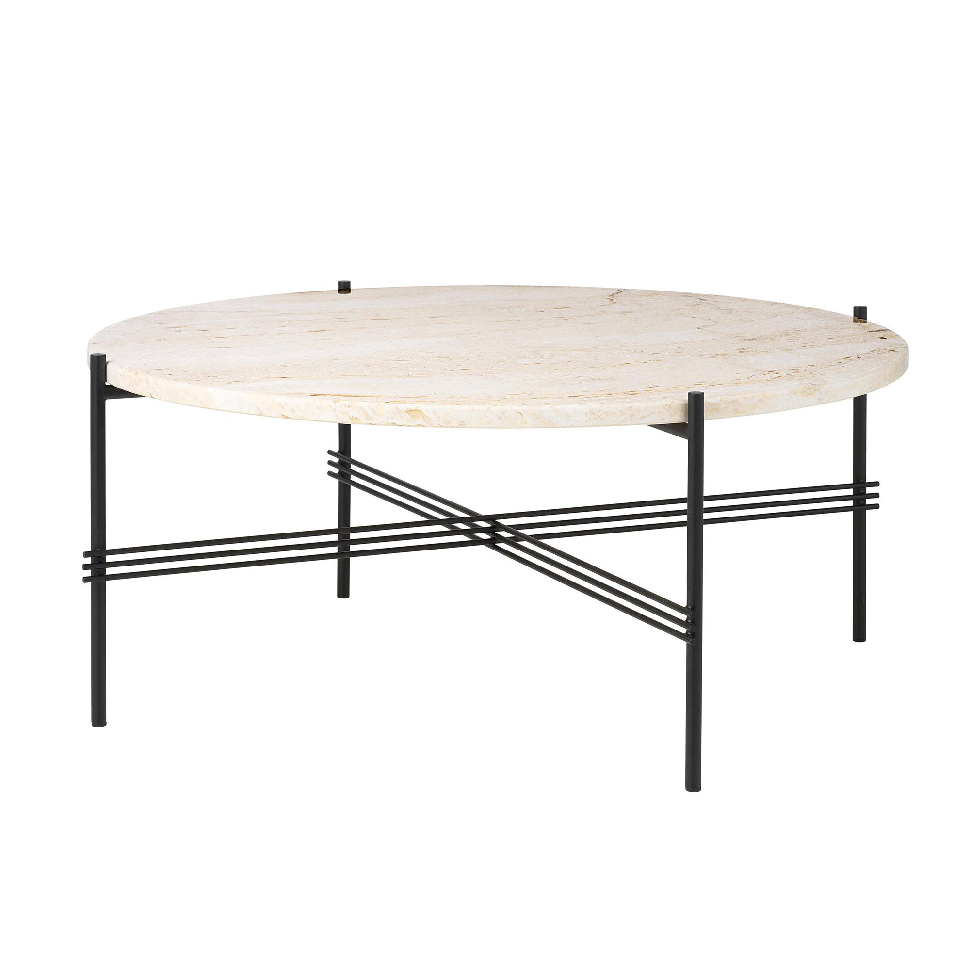 Gubi - Travertine Couchtisch | Ø 80 cm / schwarz/weiß