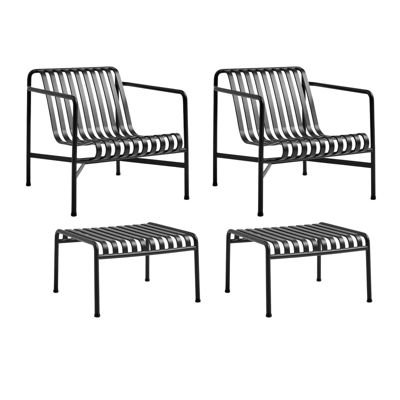 HAY - Palissade 2x Lounge Chair Low + 2x Ottoman | anthrazit