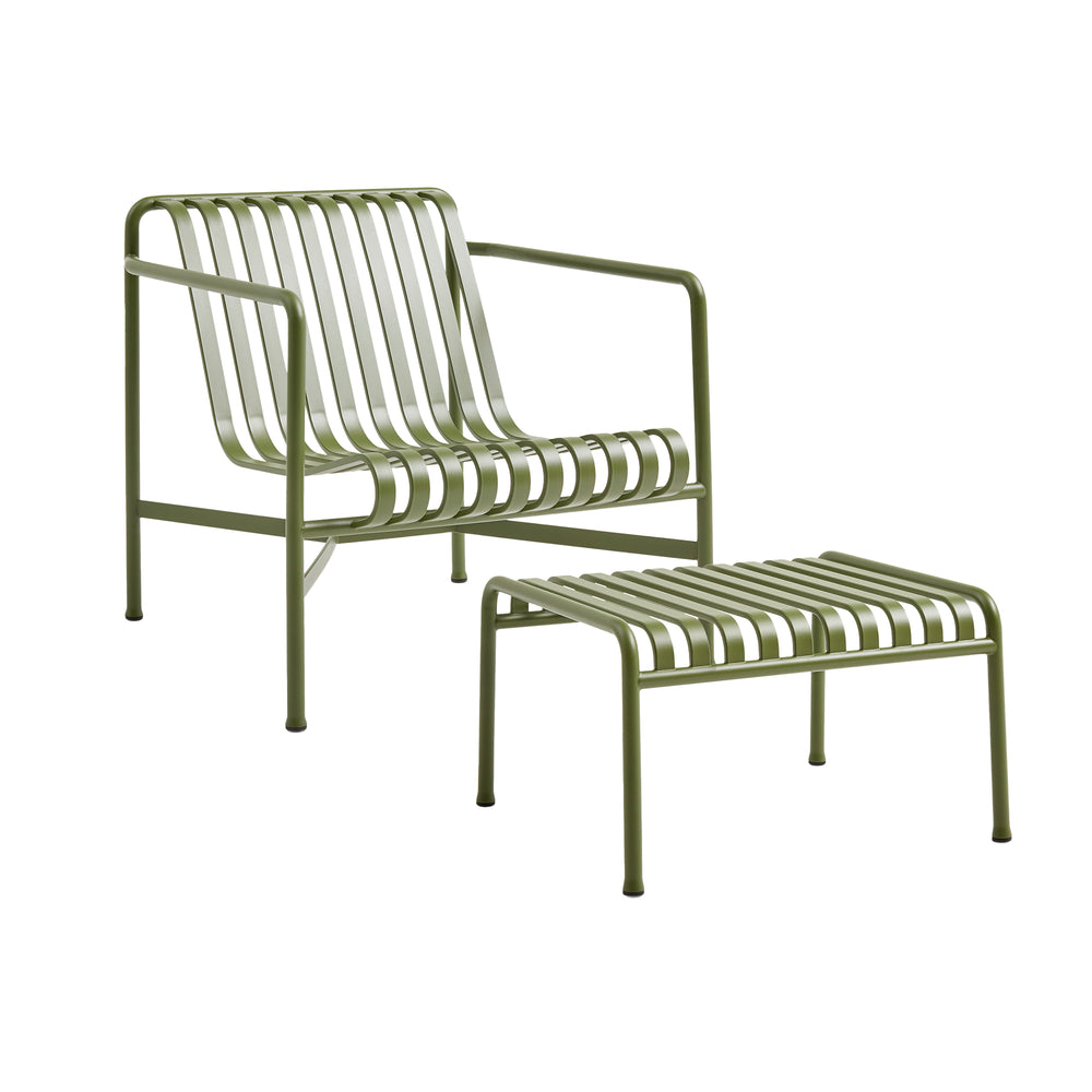 HAY - Palissade Lounge Chair Low + Ottoman | olive