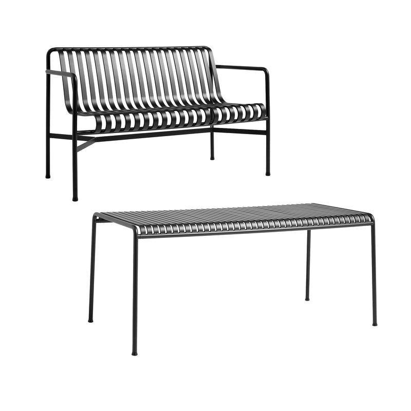 HAY - Palissade Tisch + Dining Bench | anthrazit