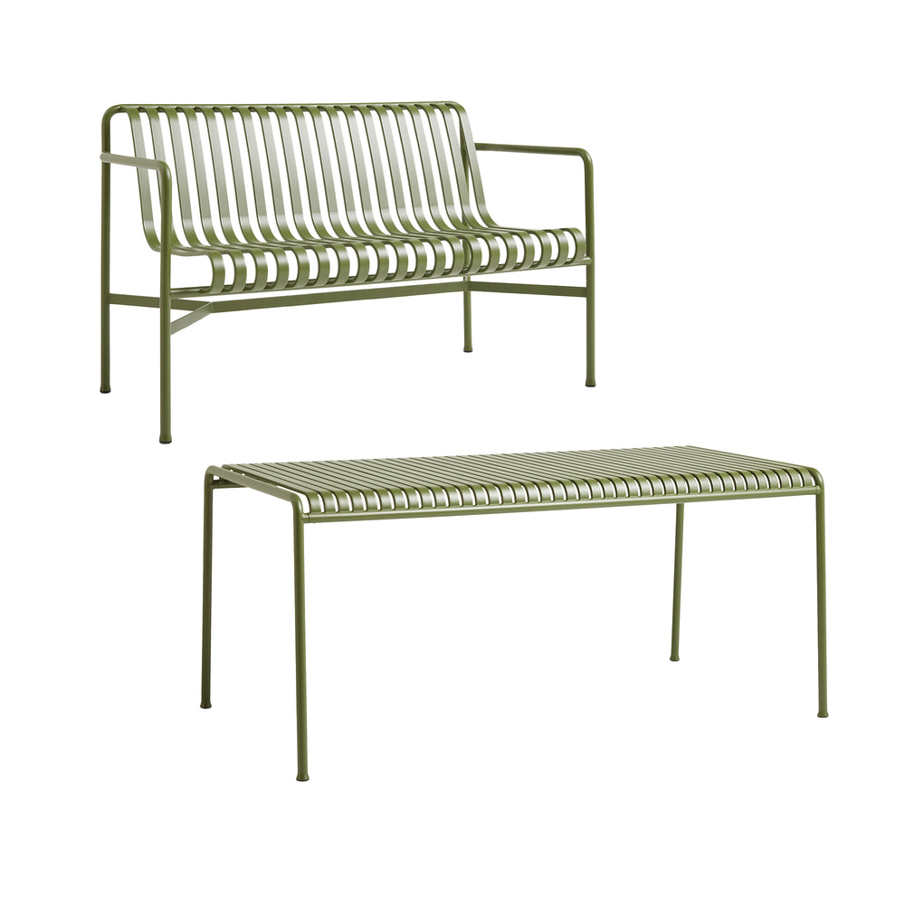 HAY - Palissade Tisch + Dining Bench | olive