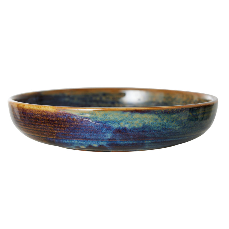 HKliving - Chef Ceramics Tiefer Teller (4er-Set) | Ø 19,3 cm / rustic blau