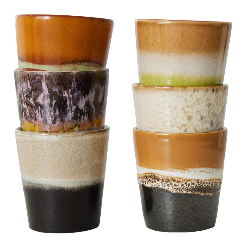 HKliving - 70's Kaffeebecher | 6er-Set / 230 ml / soil