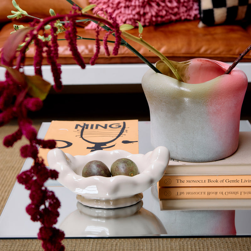 HKliving - Folded Glasvase | rosa/grün