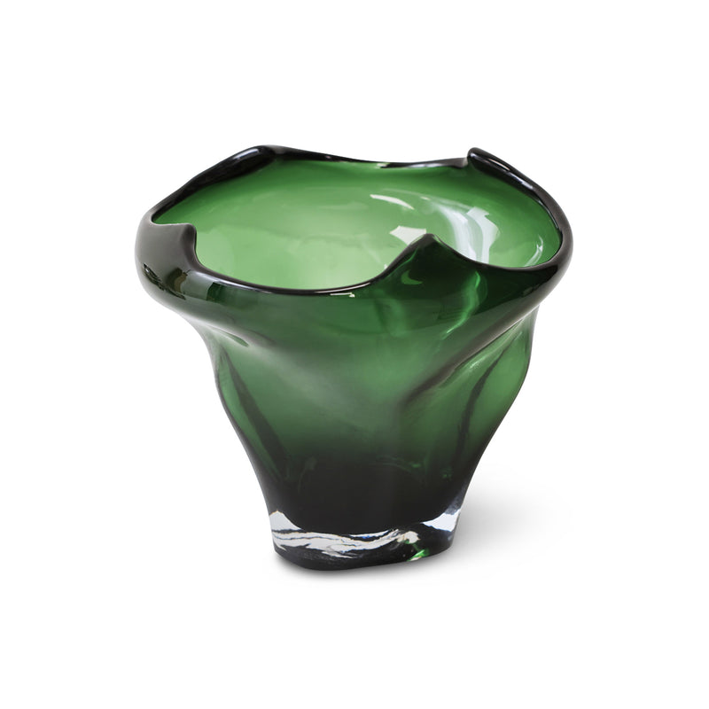 HKliving - Folded Glasvase | smaragdgrün