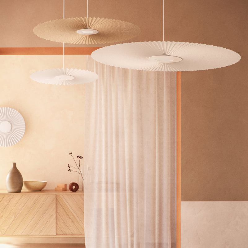 Hartô - Carmen LED-Pendelleuchte | L / Ø 120 cm / golden sand, L / Ø 120 cm / weiß, M / Ø 90 cm / weiß, S / Ø 50 cm / weiß