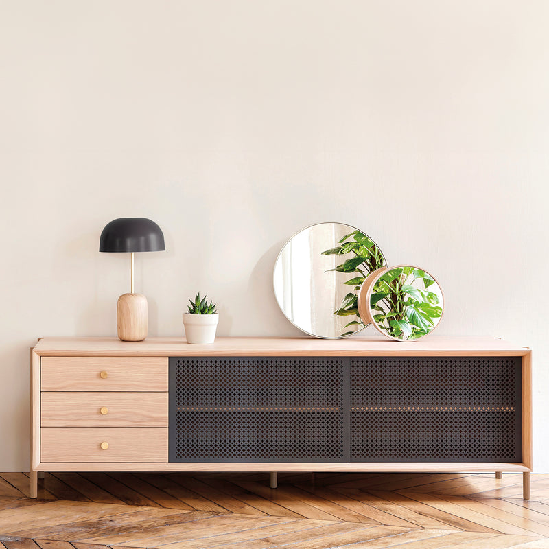 Hartô - Gabin Sideboard | 162 x 49 cm / Eiche natur/schiefergrau