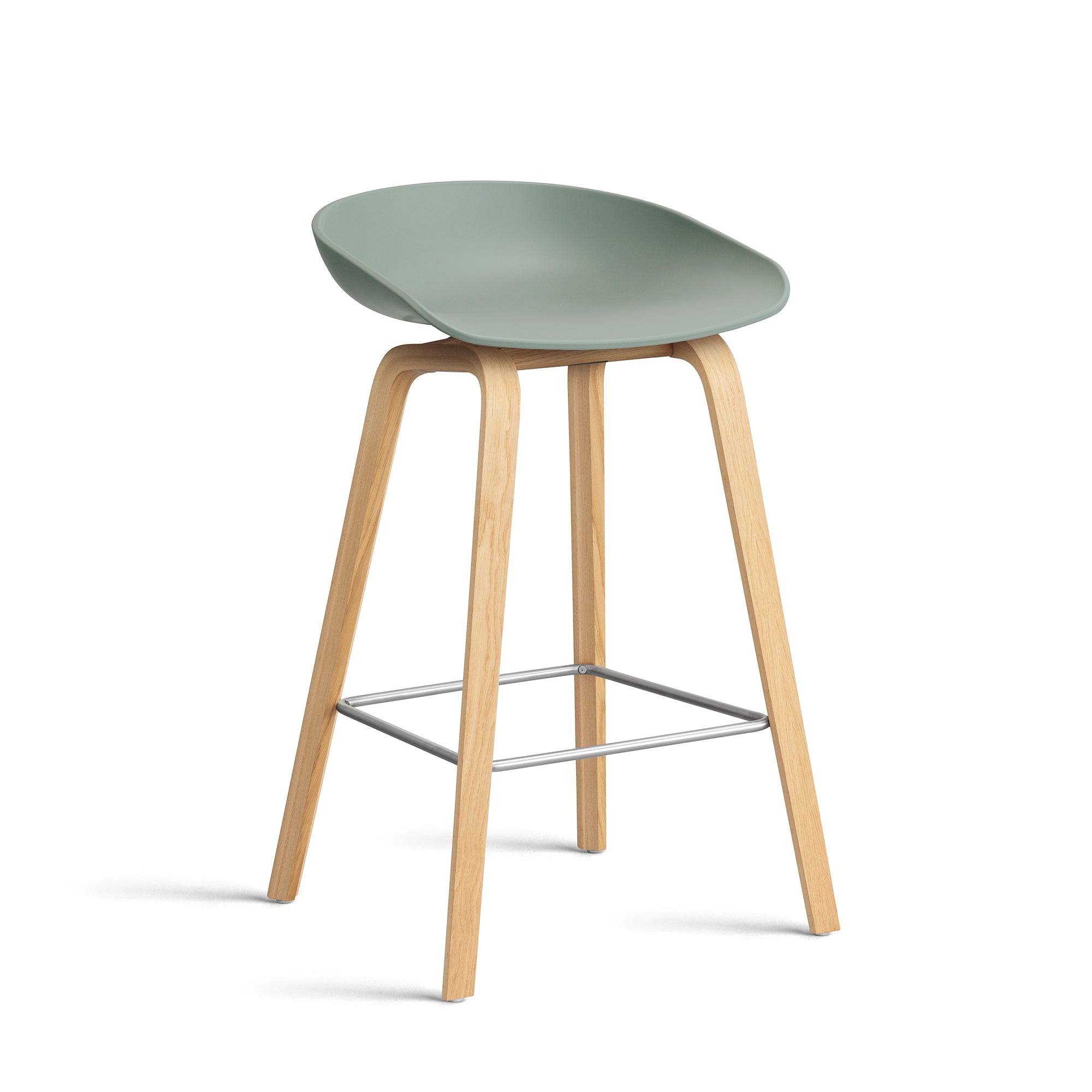 HAY - About A Stool AAS 32 (Kunststoffgleiter) | H 65 cm / fall green 2.0 / Eiche lackiert / Edelstahl