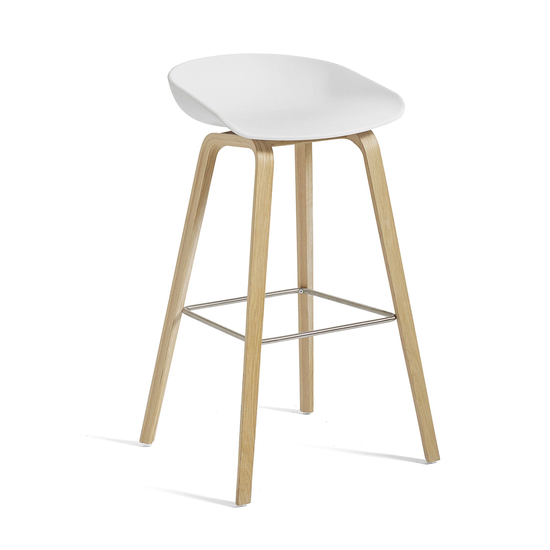 HAY - About A Stool AAS 32 (Kunststoffgleiter) | H 65 cm / white 2.0 / Eiche lackiert / Edelstahl