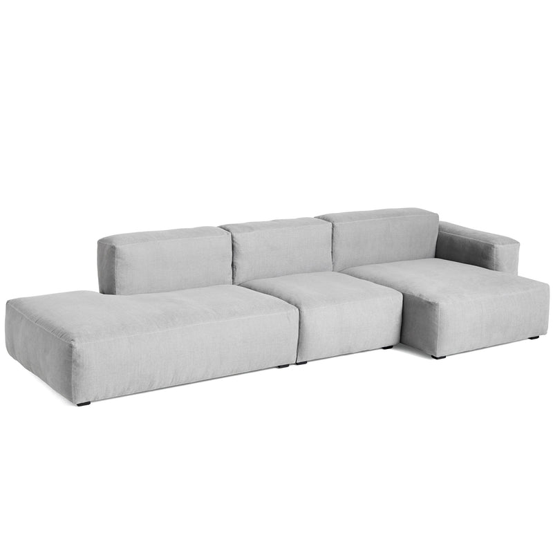 HAY - Mags Soft Sofa 3-Sitzer | Linara hellgrau (443) / Armlehne rechts / Kombination 4