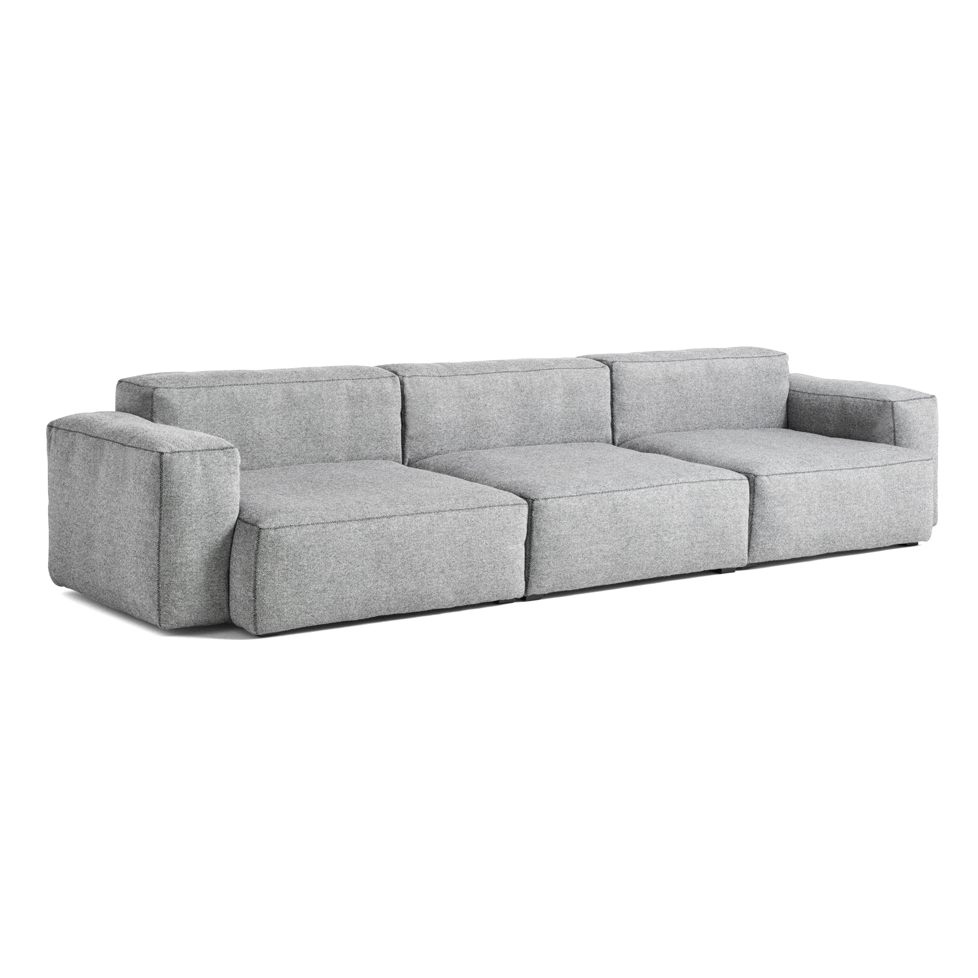 HAY - Mags Soft Sofa 3-Sitzer | Kvadrat Hallingdal 65 hellgrau (130) / Armlehne beidseitig / Kombination 1