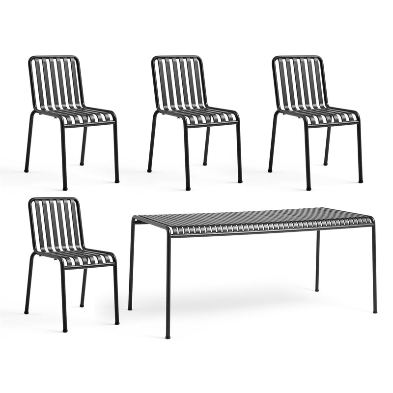 HAY - Palissade Tisch 170 x 90 cm + 4x Chair | anthrazit
