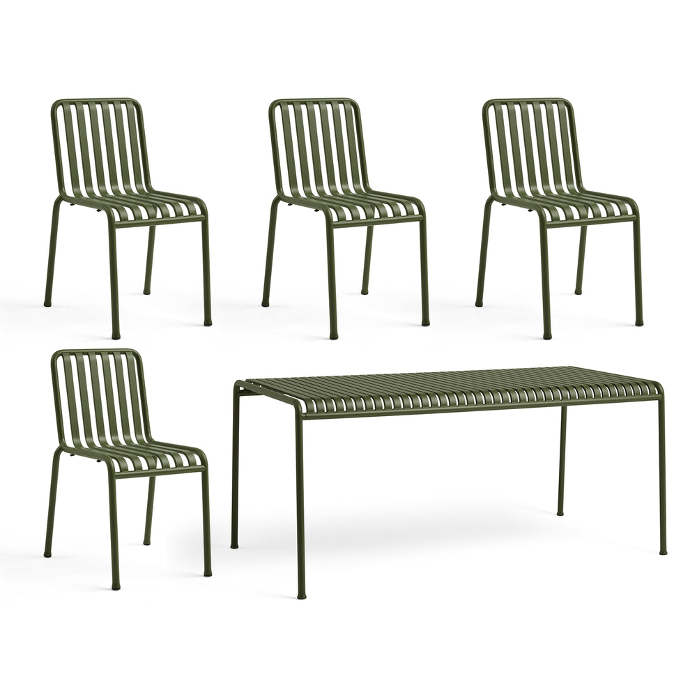 HAY - Palissade Tisch 170 x 90 cm + 4x Chair | olive