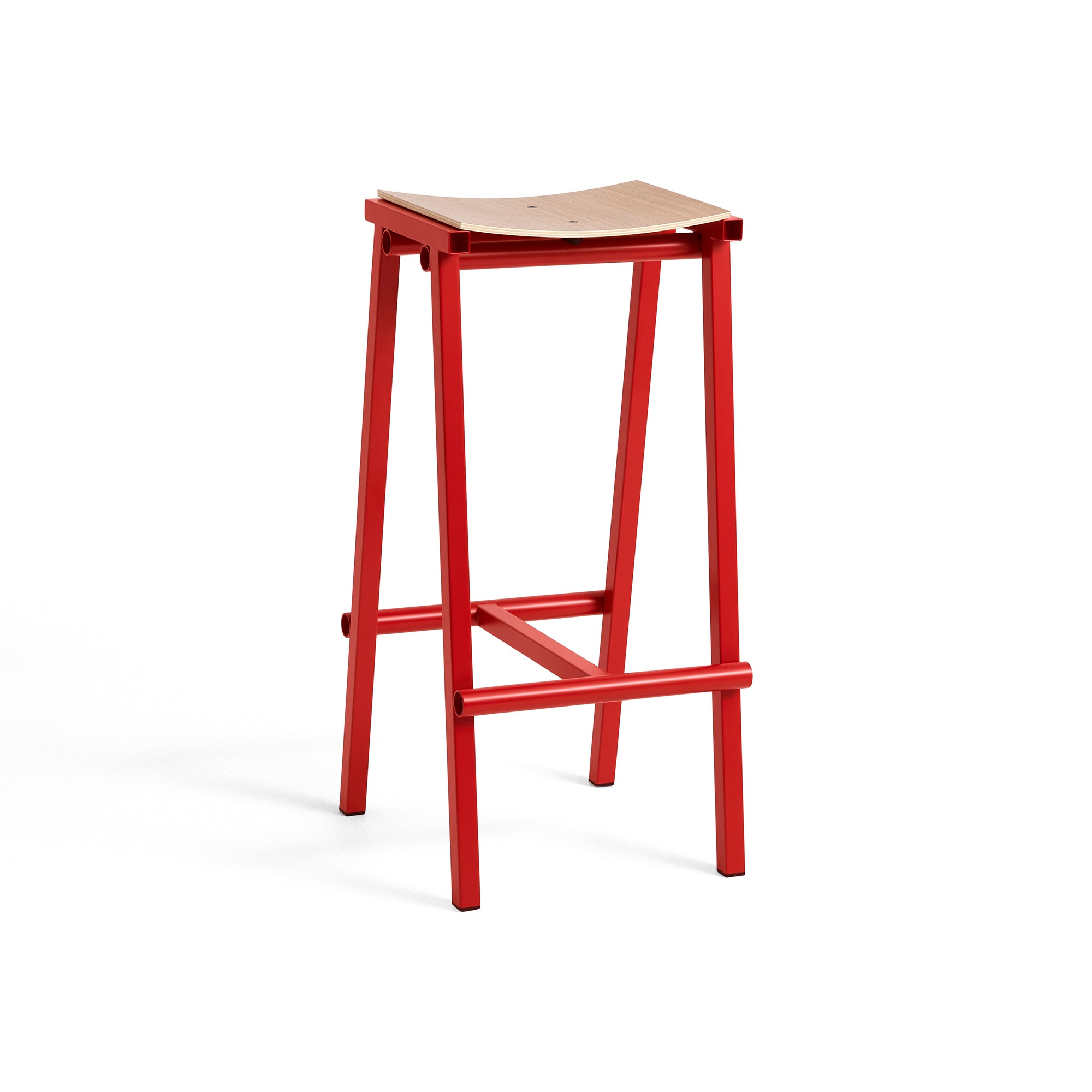 HAY - Taburete 8 Barhocker | hoch / signal red / Eiche natur