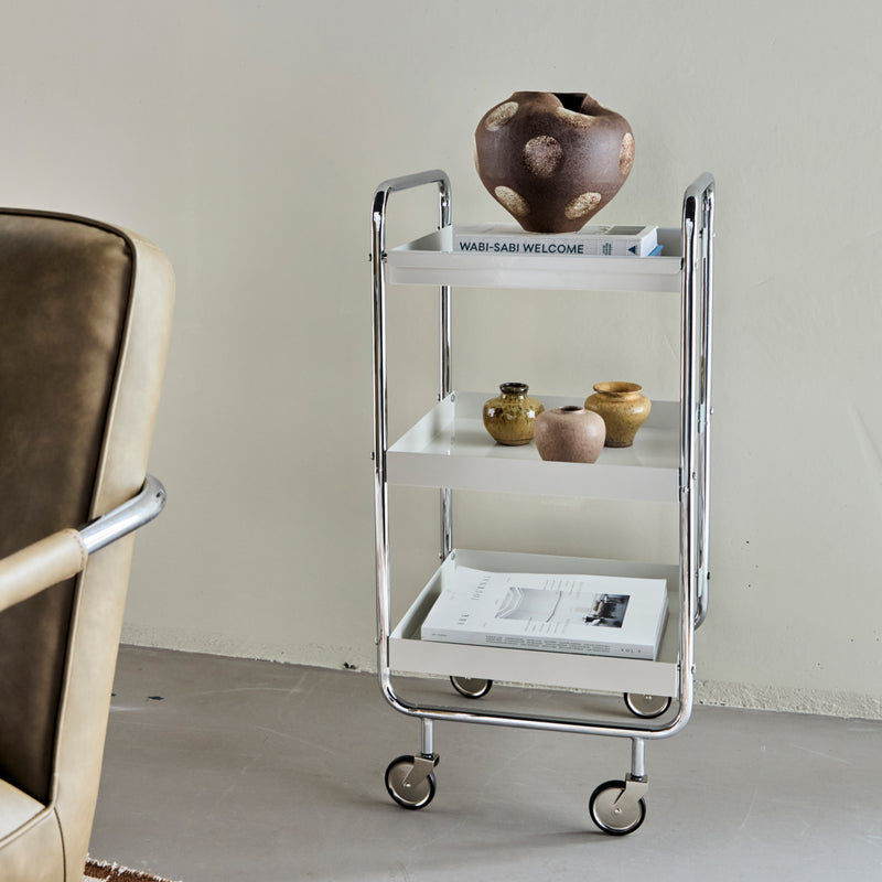 House Doctor - Servierwagen Roll | B 42 cm / off-white/crome
