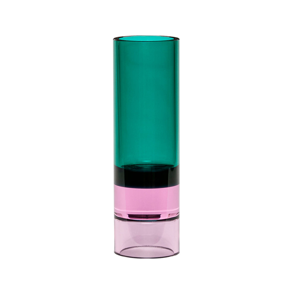 Hübsch Interior - Kristall Teelichthalter / Vase | grün/pink