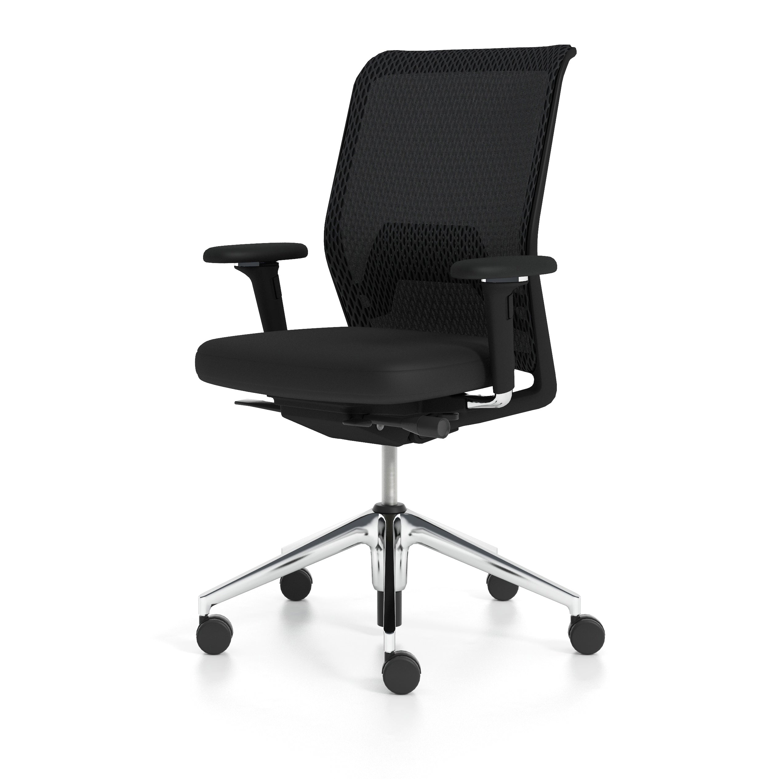Vitra - ID-Stuhl Mesh | mit Sitztiefenverstellung / schwarz / Aluminium poliert