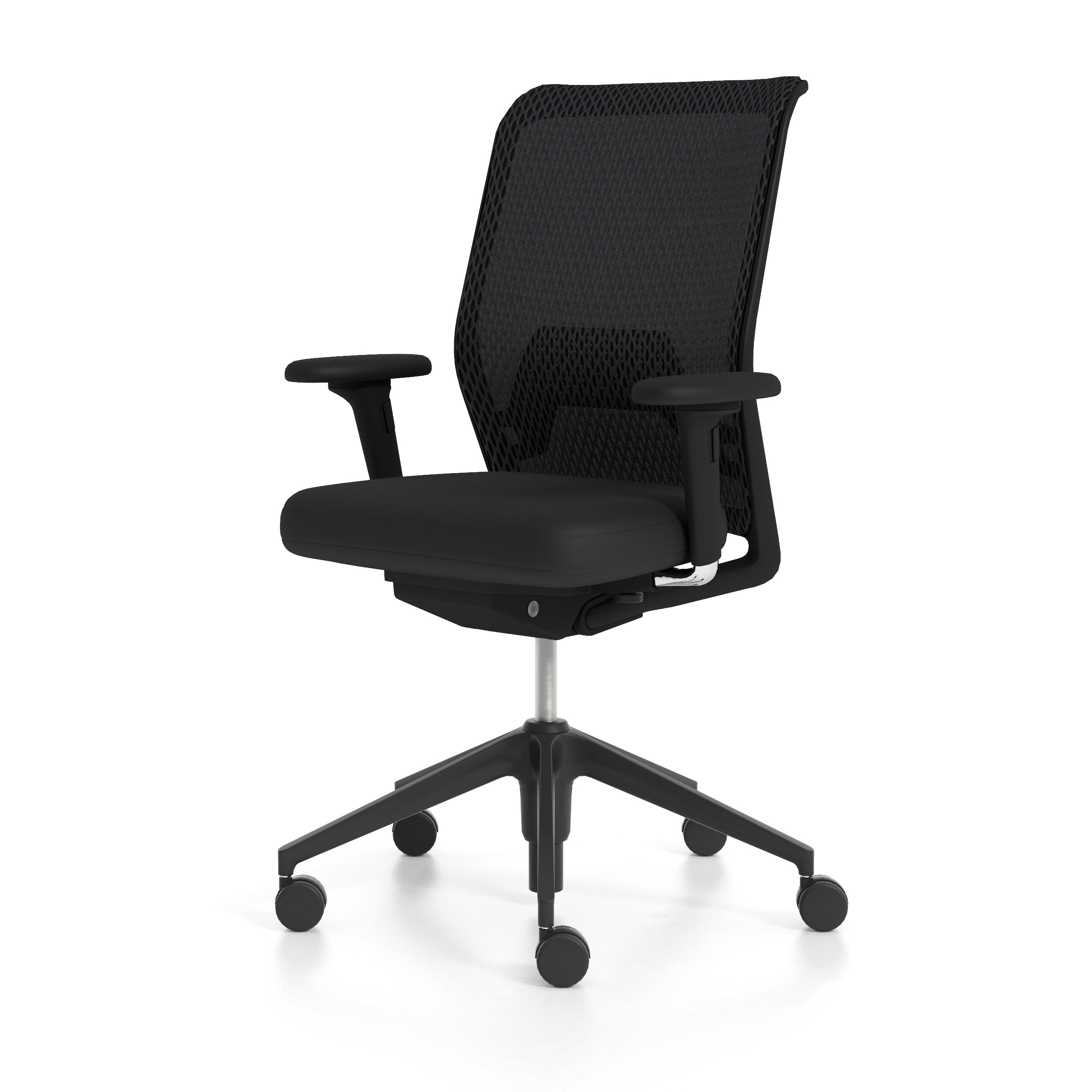 Vitra - ID-Stuhl Mesh | mit Sitztiefenverstellung / schwarz / schwarz, ohne Sitztiefenverstellung / schwarz / schwarz