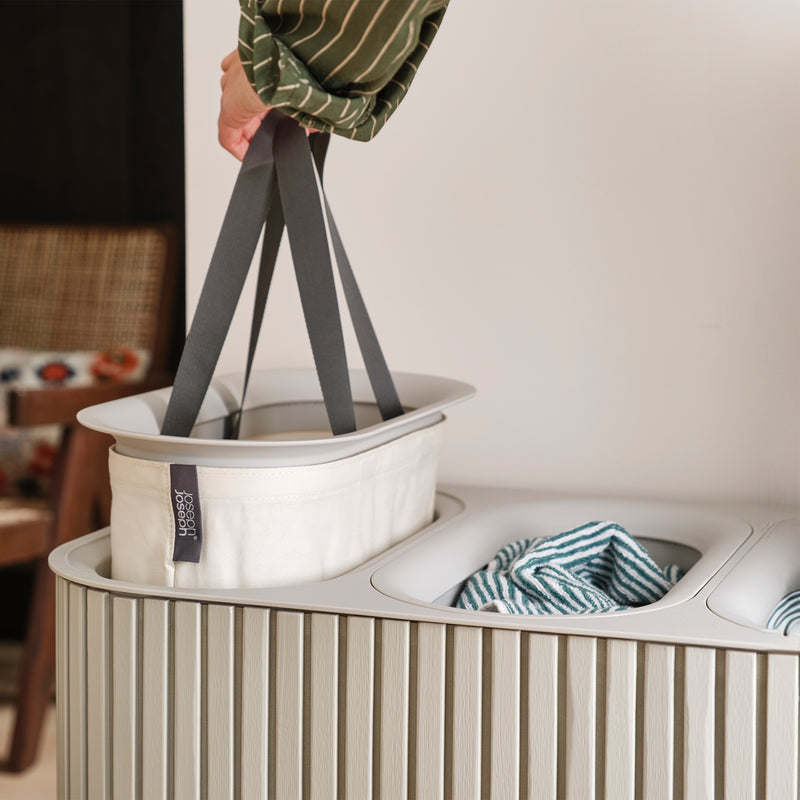 Joseph Joseph - Tota Luxe Wäschekorb | mit drei Fächern 90 l / ecru